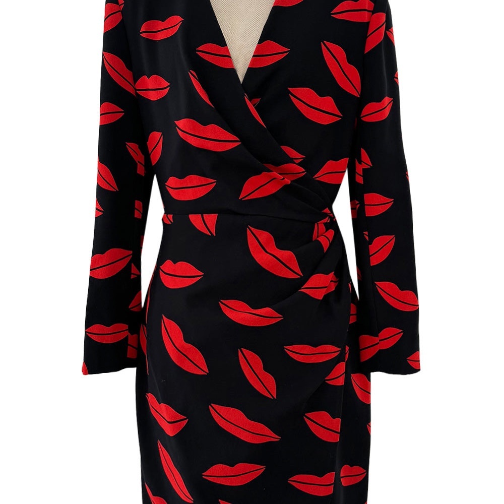 Saint Laurent Black and Red Lip Pattern Dress - Picture 5 of 14